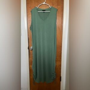 Lane Bryant sleeveless sage green maxi dress cinch ties at bottom EUC 22/24